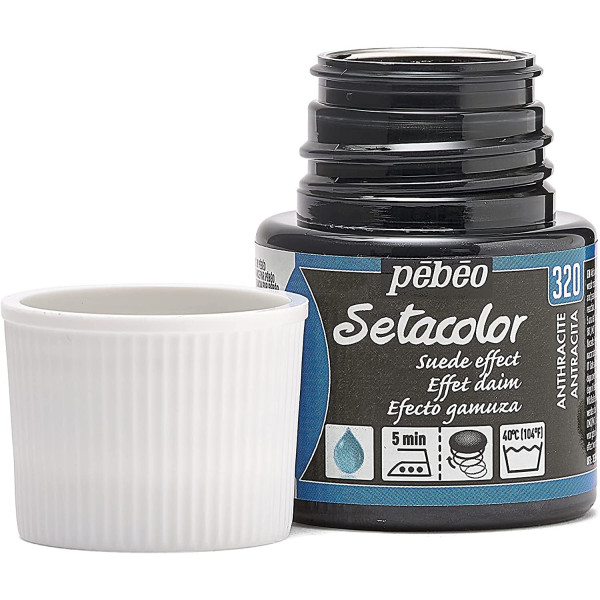 Pot de peinture pour tissu - Effet daim - Anthracite - Pébéo - Setacolor - 45ml