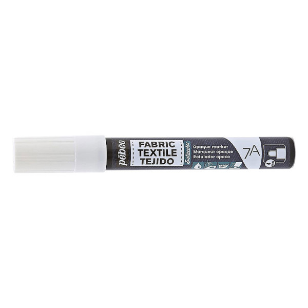 photo-Marqueur - Feutre - Textile - Blanc - Setacolor - Pébéo - Pointe ronde - 4 mm