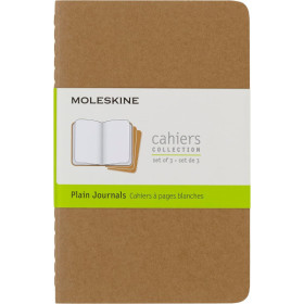 3 carnets - 9x14cm - Kraft - 80 pages blanches - Couverture souple - Moleskine