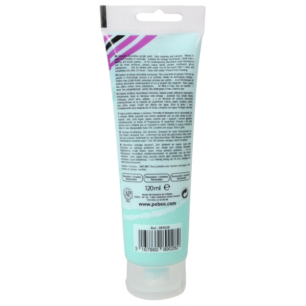 Peinture acrylique - Vert aqua - Mat - 28 - Multi-supports - DécoCrème - Pébéo - 120ml