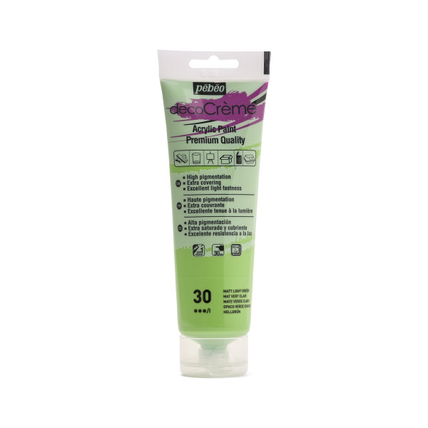 photo-Peinture acrylique - Vert clair - Mat - 30 - Multi-supports - DécoCrème - Pébéo - 120ml