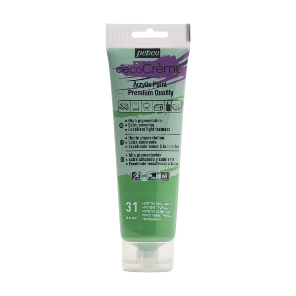 photo-Peinture acrylique - Vert tropical - Mat - 31 - Multi-supports - DécoCrème - Pébéo - 120ml