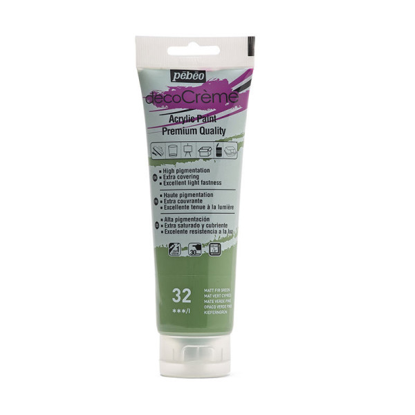 photo-Peinture acrylique - Vert cyprès - Mat - 32 - Multi-supports - DécoCrème - Pébéo - 120ml