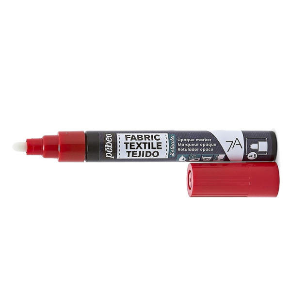 Marqueur - Feutre - Textile - Rouge - Setacolor - Pébéo - Pointe ronde - 4 mm