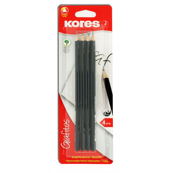 Lot de 4 crayons graphite - Corps triangulaire - Kores