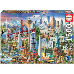 photo-Puzzle - Les symboles des USA - 1500 pièces - 85x60cm - Dès 14 ans - Educa