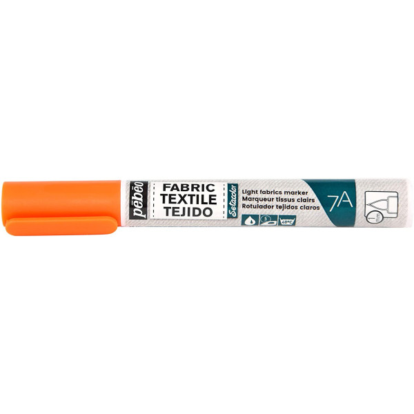 photo-Marqueur - Feutre - Textile clair - Orange fluo - Setacolor - Pébéo - Pointe pinceau - 1 mm