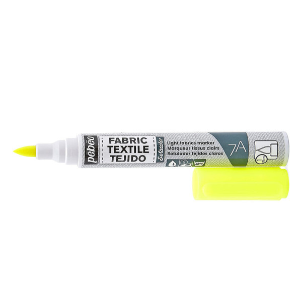 Marqueur - Feutre - Textile clair - Jaune fluo - Setacolor - Pébéo - Pointe pinceau - 1 mm