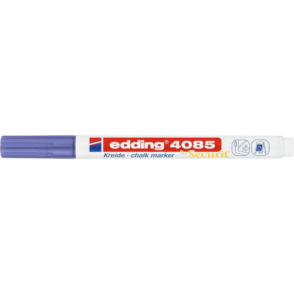 Marqueur - Craie liquide - Violet métallisé - Pointe ronde fine - Pour tableau noir, déco, verre - Edding 4085