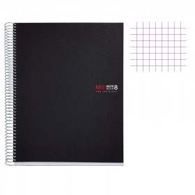 Cahier - A4 (21x29,7cm) - Petits carreaux - 200 pages - couverture en polypro noir - à spirale - Miquelrius | Artmania
