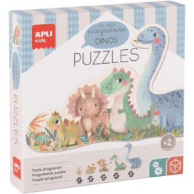photo-Puzzle - Educatif - Dès 2 ans - 5 modèles - Dinosaures - 1/2/3/4/5 pièces - Apli Kids