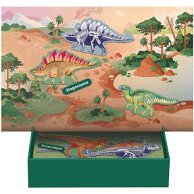 Jeu éducatif - Magnets - Dinosaures - 44 aimants + scène + fiches explicatives - Dès 5 ans - Apli Kids