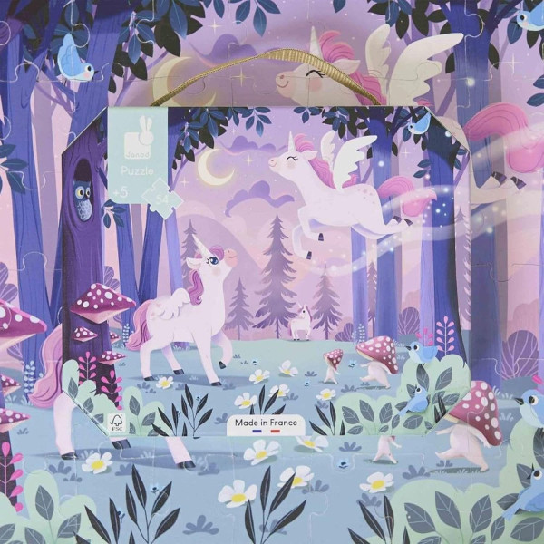Puzzle - Licornes féériques - 54 pièces - Dès 5 ans - Valisette de rangement - Janod