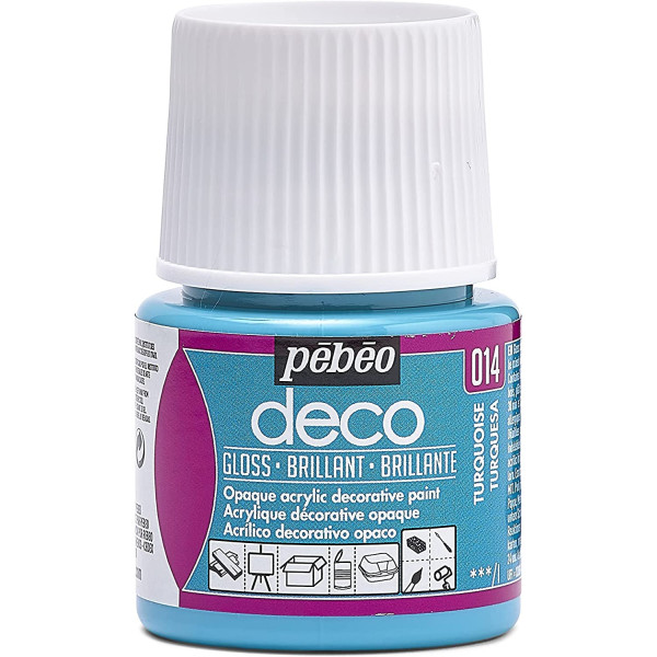 photo-Peinture acrylique - Turquoise - Brillant - Pébéo - Déco - 45ml