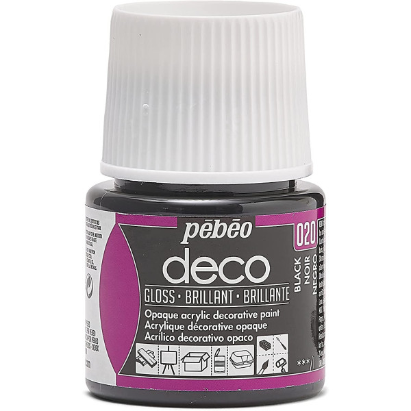 photo-Peinture acrylique - Noir - Brillant - Pébéo - Déco - 45ml
