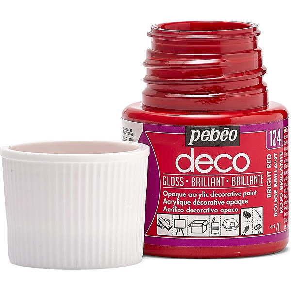 Peinture acrylique - Rouge brillant - Brillant - Pébéo - Déco - 45ml