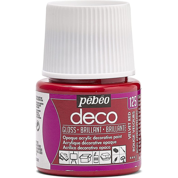 photo-Peinture acrylique - Rouge velours - Brillant - Pébéo - Déco - 45ml