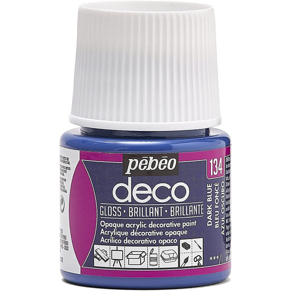 photo-Peinture acrylique - Bleu foncé - Brillant - Pébéo - Déco - 45ml