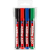 4 marqueurs - Bleu, noir, rouge, vert - Indélébile - Permanent - Pointe biseautée 1-5mm - Edding 330