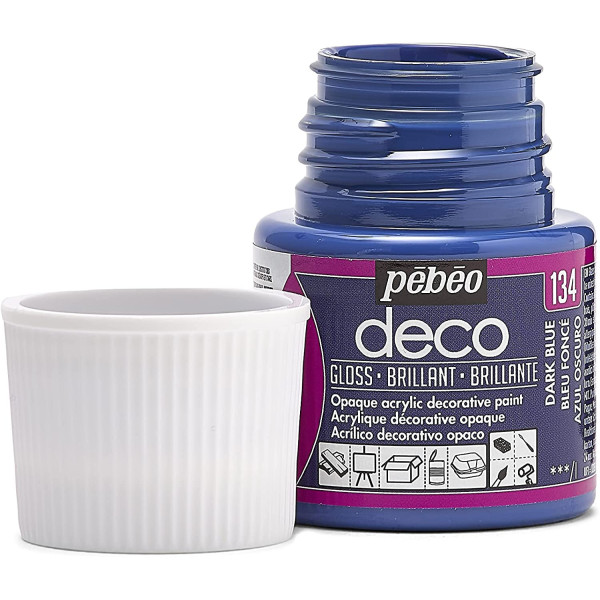 Peinture acrylique - Bleu foncé - Brillant - Pébéo - Déco - 45ml