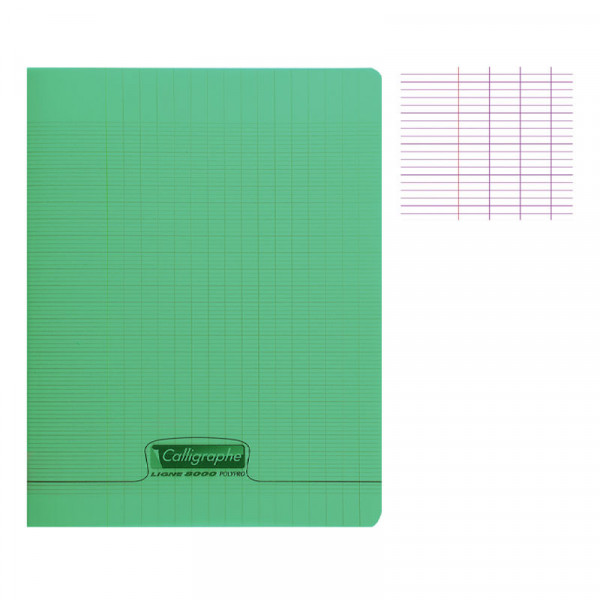 Cahier - 17x22(cm) - Grands carreaux - 96 pages - couverture en polypro - sans spirale - Clairefontaine - Calligraphe