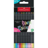 photo-Crayons de couleur - 12 teintes pastel et néon - Résistant - Faber-Castell Black Edition