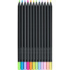 Crayons de couleur - 12 teintes pastel et néon - Résistant - Faber-Castell Black Edition
