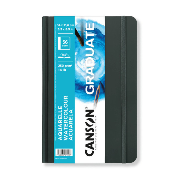 photo-Carnet - Aquarelle - A5 - 21,6x14cm - 56 pages - 250g - Grain léger - Blanc - Canson Graduate