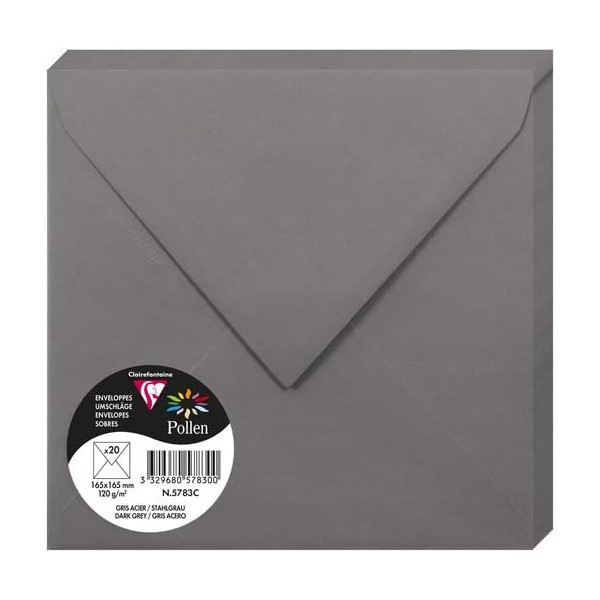 photo-Enveloppes - Carré - 165x165mm - Pollen - Gris acier - 20 unités - Clairefontaine