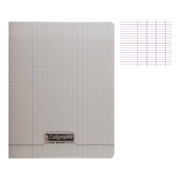 Cahier - 17x22(cm) - Grands carreaux - 96 pages - couverture en polypro - sans spirale - Clairefontaine - Calligraphe