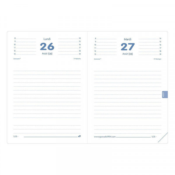 Agenda Journalier 2022/2023 - 12 X 17 Cm - Noir - Quo Vadis