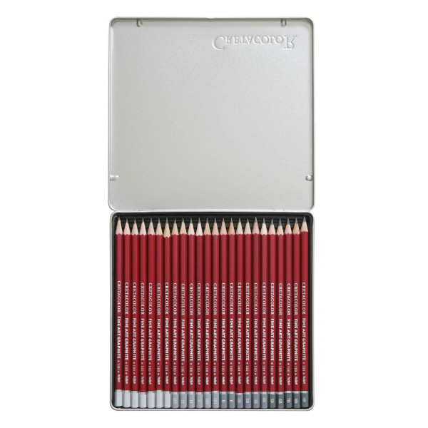 Crayons graphite - 24 pièces de HB à 9H - Boîte métal - Cretacolor Cleos