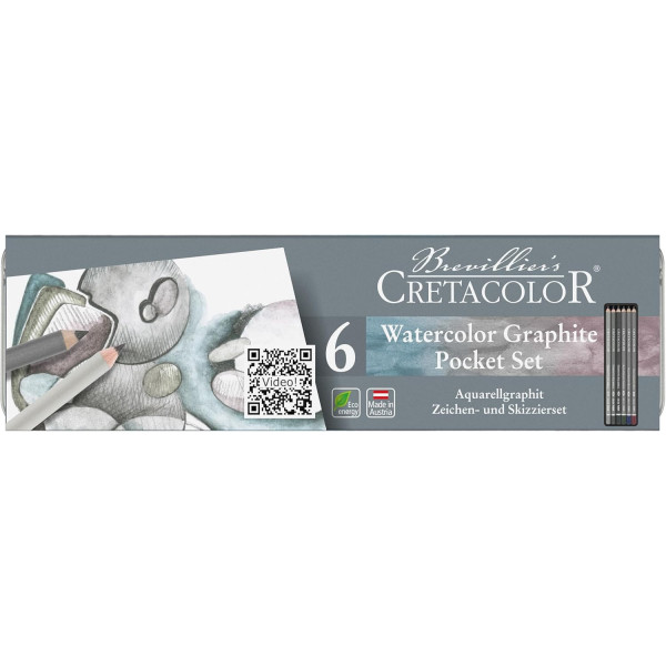 photo-Crayons graphite et couleur aquarelle - Boîte de 6 pièces - Beaux-arts - Cretacolor Watercolor graphite