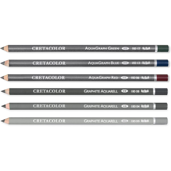 Crayons graphite et couleur aquarelle - Boîte de 6 pièces - Beaux-arts - Cretacolor Watercolor graphite