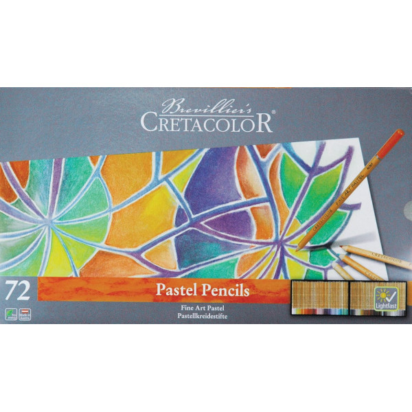 photo-Crayons de couleur pastel - Boîte métal - 72 couleurs - Cretacolor - Pastel Pencils