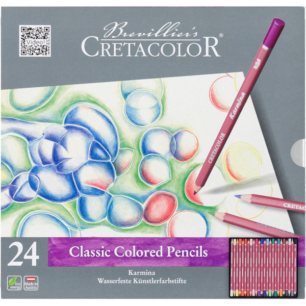 photo-Crayons de couleur - 24 couleurs intenses - Résiste à l'eau - Beaux-arts - Cretacolor Karmina