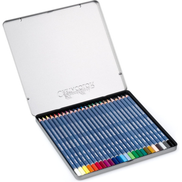 Crayons de couleur aquarelle - Boîte métal - 24 couleurs - Cretacolor - Marino