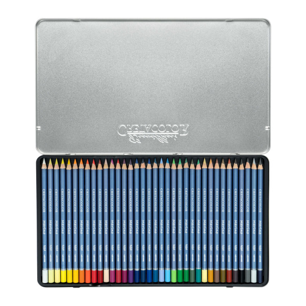 Crayons de couleur aquarelle - Boîte métal - 36 couleurs - Cretacolor - Marino