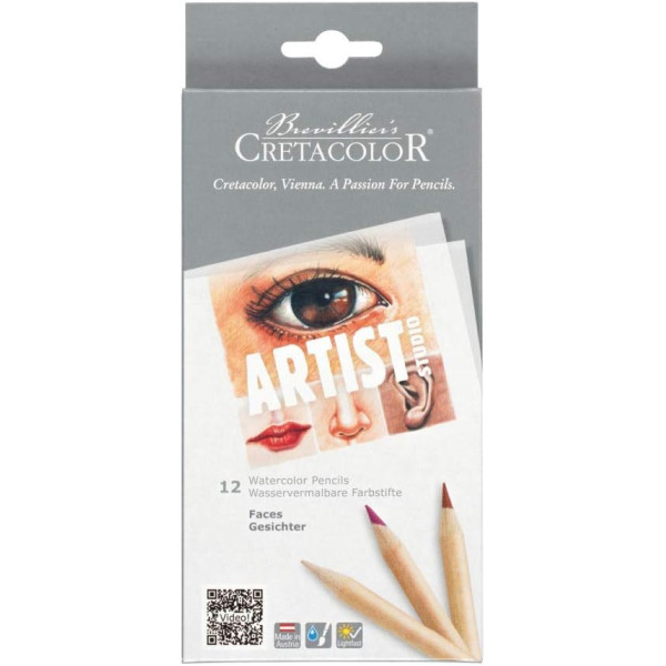 photo-Crayons de couleur - 12 teintes peaux - Très pigmentés - Cretacolor Studio Faces