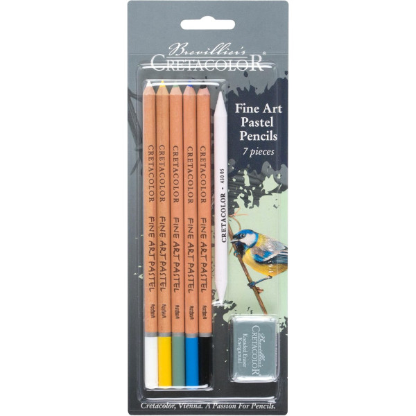 photo-Crayons pastel - 5 couleurs + estompe + gomme mie de pain - Cretacolor Fine Art