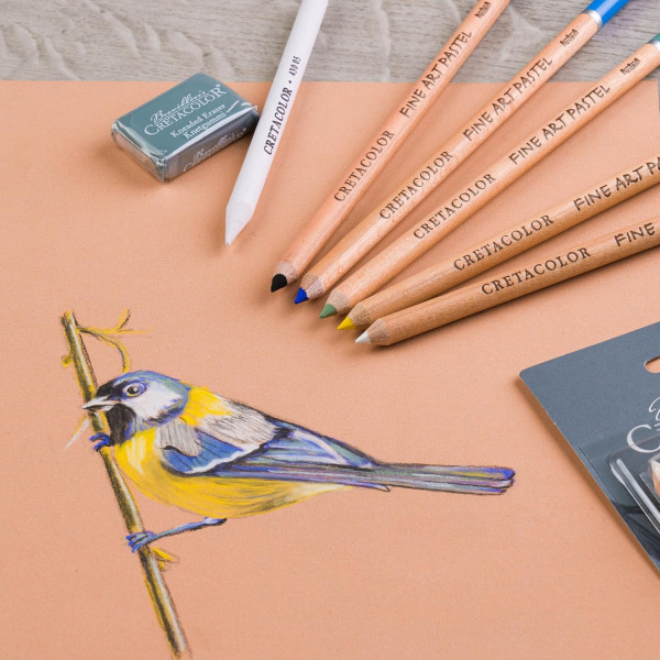 Crayons pastel - 5 couleurs + estompe + gomme mie de pain - Cretacolor Fine Art
