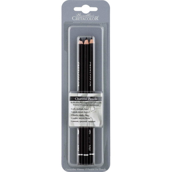 photo-Crayons fusains - Noir - 3 duretés soft, médium et hard - Dessin, esquisse - Cretacolor