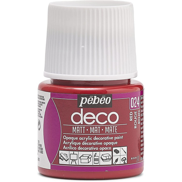 photo-Peinture acrylique - Rouge - Mat - Pébéo - Déco - 45ml