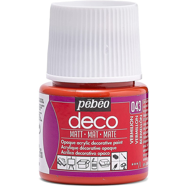 photo-Peinture acrylique - Rouge vermillon - Mat - Pébéo - Déco - 45ml