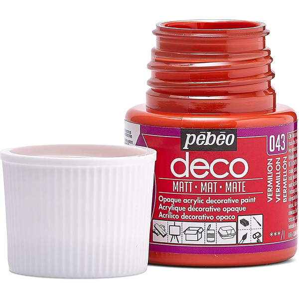 Peinture acrylique - Rouge vermillon - Mat - Pébéo - Déco - 45ml