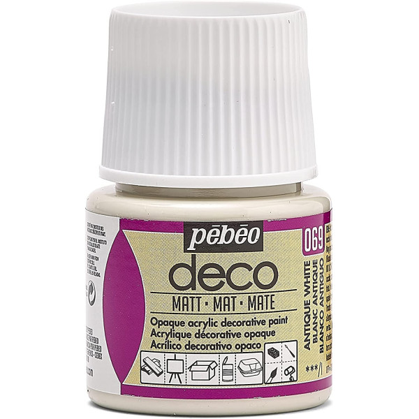 photo-Peinture acrylique - Blanc antique - Mat - Pébéo - Déco - 45ml
