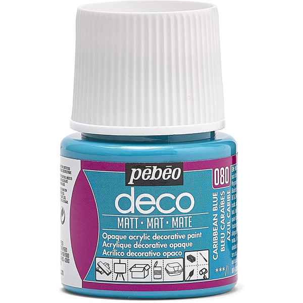 photo-Peinture acrylique - Bleu caraïbes - Mat - Pébéo - Déco - 45ml