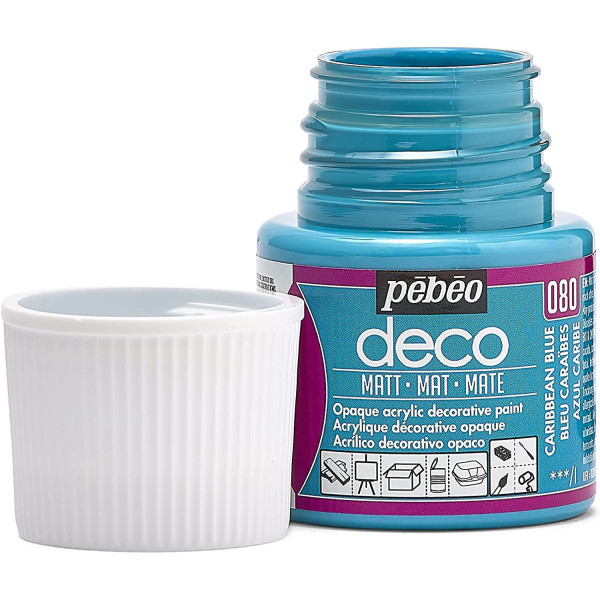 Peinture acrylique - Bleu caraïbes - Mat - Pébéo - Déco - 45ml