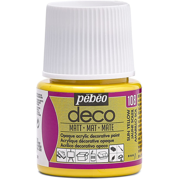 photo-Peinture acrylique - Jaune soleil - Mat - Pébéo - Déco - 45ml