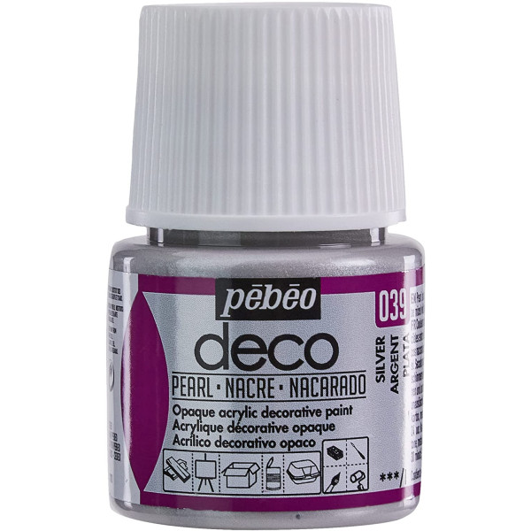 photo-Peinture acrylique - Argent - Nacré - Pébéo - Déco - 45ml